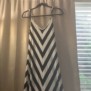 Long black and white striped dress